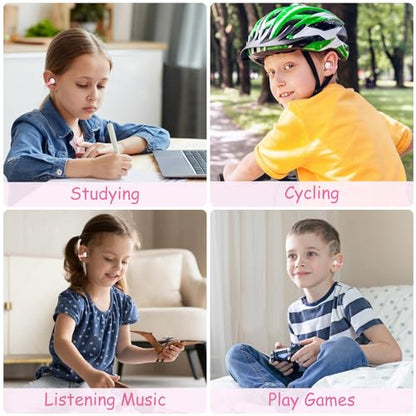 BANIGIPA Kids True Wireless Earbuds, Open Ear Headphones for Boy Girl Teen - color: Pink