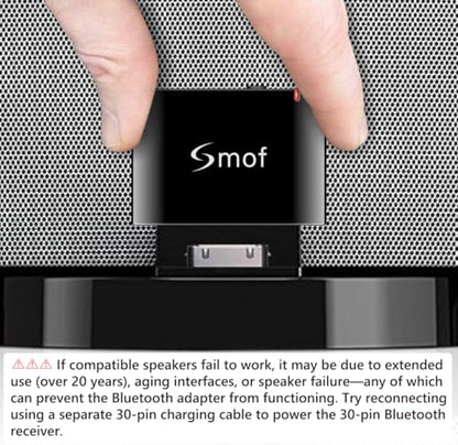 Smof 30 Pin Bluetooth Adapter Receiver | Compatible with Bose iPod iPhone JBL SoundDock, Not for Cars or Motorcycles