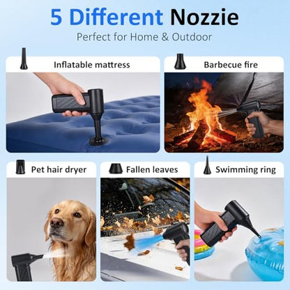 Compressed Air Duster, 130,000RPM Ultra-Powerful Cordless Electric Air Duster with 4000mAh Rechargeable Battery, 3-Gear Adjustable Air Blower for Keyboard, Computer, Car, Home Cleaning
