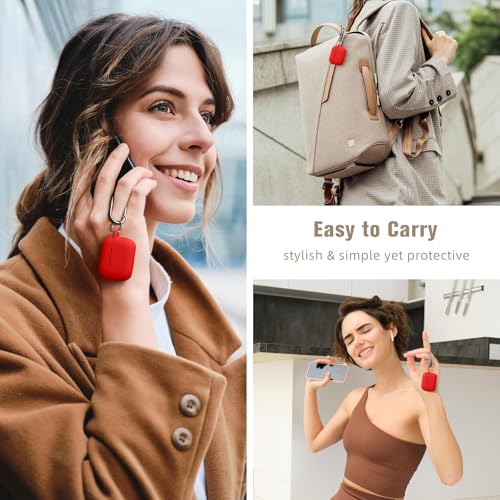 Hamile Compatible with AirPods Pro Case Protective Silicone Airpod Case Shockproof Cover Skin for Apple Airpod Pro 2019 Charging Case, with Keychain, Red - color: 5-Red