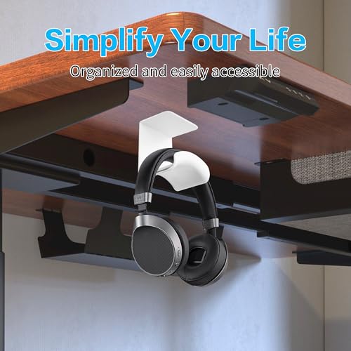 YAODHAOD Headset Hanger Holder Wall Mount, Sticky Headset Stand Holder Clip Under Desk for All Headphone/Controller (White,Hanging Style) - color: White, size: Hanging Style