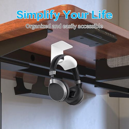 YAODHAOD Headset Hanger Holder Wall Mount, Sticky Headset Stand Holder Clip Under Desk for All Headphone/Controller (White,Hanging Style) - color: White, size: Hanging Style