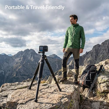 Zeadio Adjustable Camera Tripod, Portable Aluminum Tabletop Travel Tripod, 3-Stage Height Adjustable, 5kg Load Capacity, with 1/4" Mount for DSLR, Gimbal, Smartphone, Action Camera etc - style: Adjustable Version