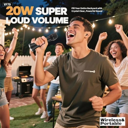YF79 20W Wireless Karaoke Mic, 2 Mics, 10H Battery, for Home/Party - color: YF79