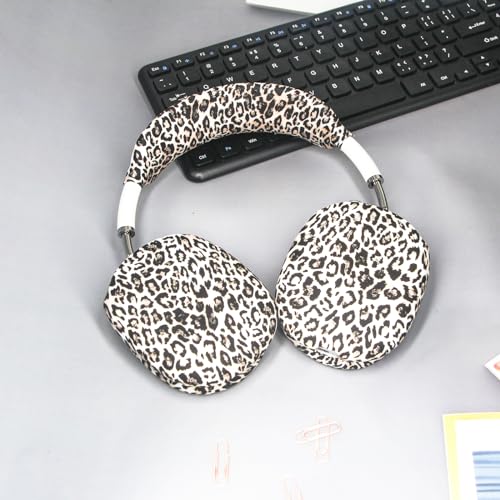 4 in 1 Silicone Case Cover Compatible with Apple Airpods Max 2/1 Headphones(2026/2024/2020), Printed Ear Pad Case Cover Ear Cups Cover and Headband Cover Headband Pad Accessories (Leopard) - color: Leopard