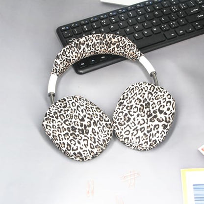 4 in 1 Silicone Case Cover Compatible with Apple Airpods Max 2/1 Headphones(2026/2024/2020), Printed Ear Pad Case Cover Ear Cups Cover and Headband Cover Headband Pad Accessories (Leopard) - color: Leopard