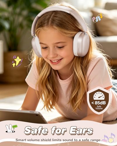 Wentronic Kids Headphones Wireless Bluetooth 5.4,Foldable Over Ear Headphones with 3.5mm Wired Mode,Safe Volume Limit,48H Playtime,Clear Calls,HD Sound for Toddlers/Children/School/Travel,Starlight - color: Starlight