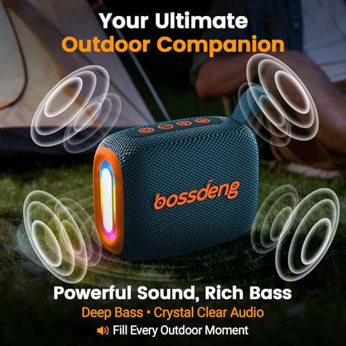 Waterproof Portable Bluetooth Speaker with Lights & Lanyard, Blue | Compact Wireless Outdoor Speaker, 10H Playtime, Bluetooth 5.3 Stable Connection IPX5 for Beach, Camping, Travel and Shower - color: Blue