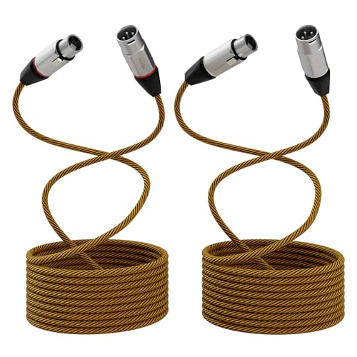 15ft XLR Cables 2 Pack, Durable Nylon Braided Male to Female Microphone Cable,Cord for Recording Mixer Amplifie Speaker, OFC Shielded and Balanced XLR - size: 15 Feet, style: 2 Pack