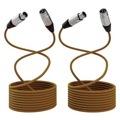 15ft XLR Cables 2 Pack, Durable Nylon Braided Male to Female Microphone Cable,Cord for Recording Mixer Amplifie Speaker, OFC Shielded and Balanced XLR - size: 15 Feet, style: 2 Pack