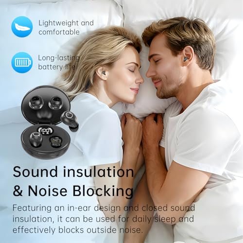 Invisible Sleep Earbuds,Mini Sleep Earbuds Headphones Wireless Bluetooth 5.4,Mini Invisible Wireless Earbuds for Small Ear Canals,Soft in-Ear Ear Plugs for Sleeping Small Ears Gym (Black) - color: Black