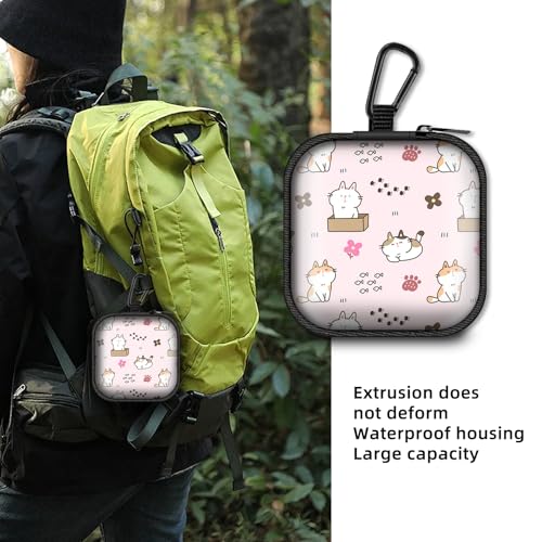 Square Data Cable Earbud Charger Coin Storage Bag Shockproof and Drop-Proof EVA Material Compatible with AirPod(Cute cat) - color: cute cat