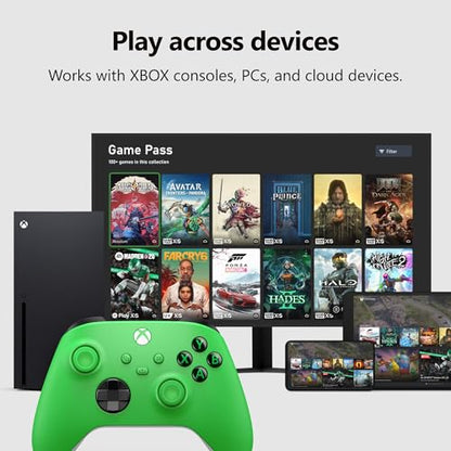 Xbox Wireless Gaming Controller | Velocity Green | Consoles, PCs, TVs, mobile, and more | Textured Grip | Wireless, Bluetooth, USB-C Connectivity - style: Velocity Green