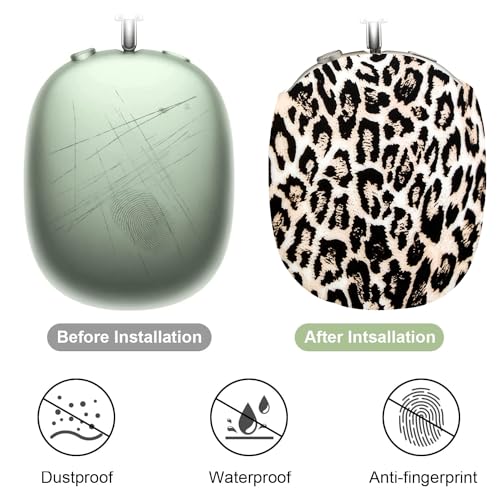 4 in 1 Silicone Case Cover Compatible with Apple Airpods Max 2/1 Headphones(2026/2024/2020), Printed Ear Pad Case Cover Ear Cups Cover and Headband Cover Headband Pad Accessories (Leopard) - color: Leopard