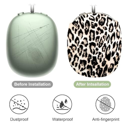 4 in 1 Silicone Case Cover Compatible with Apple Airpods Max 2/1 Headphones(2026/2024/2020), Printed Ear Pad Case Cover Ear Cups Cover and Headband Cover Headband Pad Accessories (Leopard) - color: Leopard