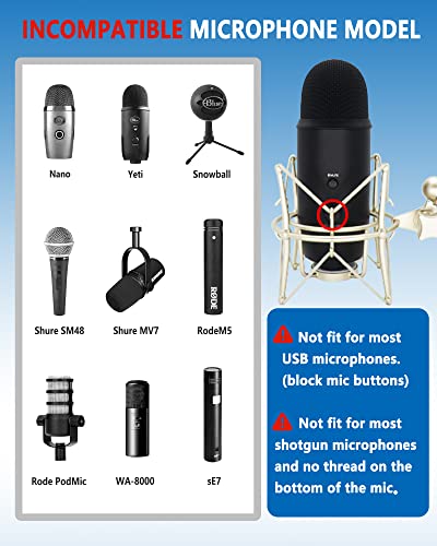 AT2020 Shock Mount Universal Microphone Holder Spider Recording Mic Shockmount Stand Compatible with Many Condenser Mics Like Rode NT1-A NT2-A Procaster MXL 990 770 U87 (Champagne) - color: Champagne
