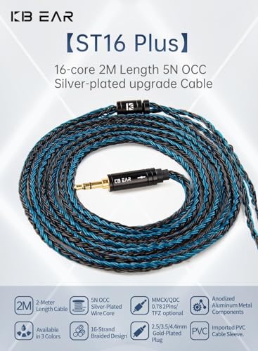 keephifi 6ft ZS10 Pro IEM Cable 3.5mm, KBEAR ST16-Plus 2m Silver-Plated Upgrade Earphone Cable with 3.5mm Gold-Plated Plug for KZ EDX PRO/Castor/DQS/ZAX/ZAR/ZAS/ZS10 PRO/ZSN PRO X - color: SilverBlue, style: 3.5 QDC