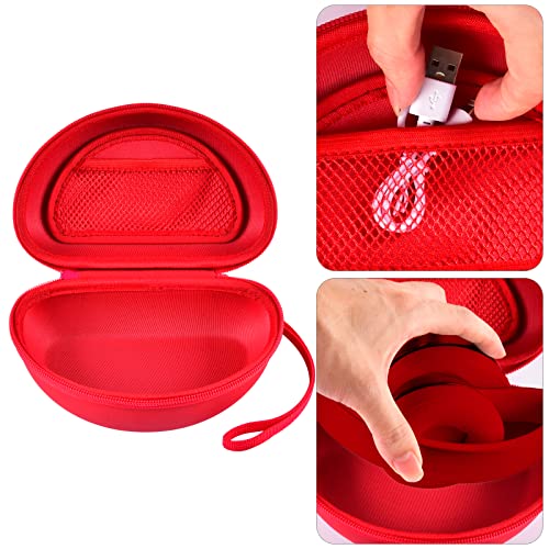 COMECASE Case for Beats Solo 4/Studio Pro Headphones with Mesh Pocket | Water-Resistant Hard Shell, Wrist Strap for Easy Carrying, Travel Storage, Fits Solo 2/3, Solo Pro and Studio3,Red, Bag Only - color: Red