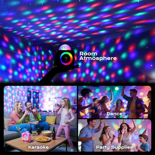 Mini Karaoke Microphone with Disco Light: Gifts for 3 4 5 6 7 8 9 10 11 12 Year Old Kids Girls Karaoke Machine 2 Microphones Toys for 3-15 Year Old Girl Birthday Gift Karaoke Machine for Family Party - color: Pink
