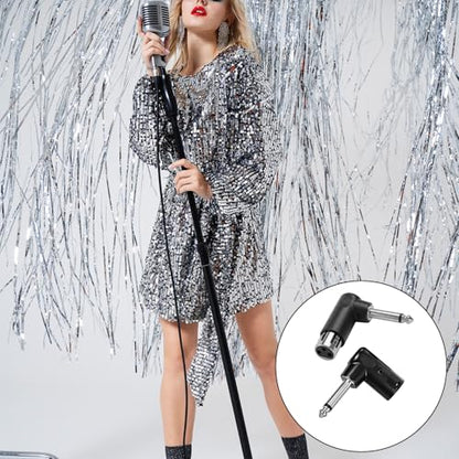 Right Angle Adapter Male to TS 1/4", 2 Pack Adjustable XLR 90 Degree Adapter Plug, 3-Pin XLR Male to 1/4" / 6.35 mm Female and Play Compatible with Mixers Microphones Amplifiers