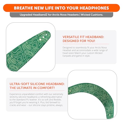 WC HeadbandZ Arctis Nova - Upgraded Silicone Headband for Arctis Nova Headsets by Wicked Cushions - Enhanced Flexibility, Comfort, and Style with Matching Earpad Designs | Emerald Tide - color: Emerald Tide