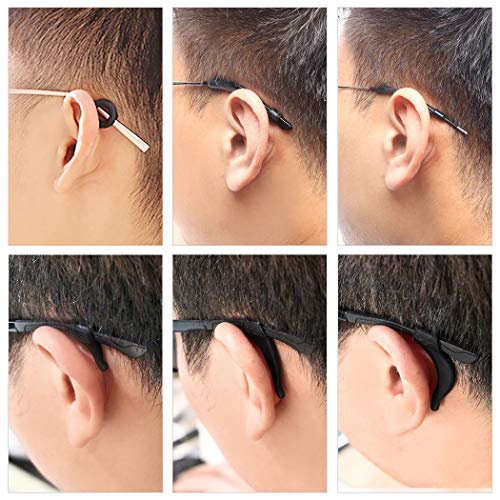 16 Pairs Eyeglasses Ear Grip Ear Hooks, Anti-Slip Holder Eyeglasses Stoppers Temple Tips Sleeve Retainer Eyewear Retainers Spectacle Stay For Eyeglasses, Sunglasses, Reading Glasses (Black) - color: Black