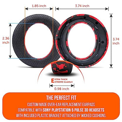 WC Freeze Pulse 3D - Cooling Gel Earpads for Sony PS5 Pulse 3D | Made by Wicked Cushions | Thicker Cushion & Wider Opening | Red Camo - color: Red Camo