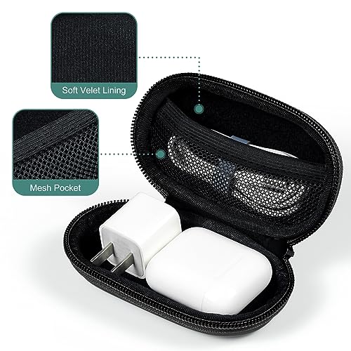EVA Ellipsoid Wired Earbud Case Headphone Storage Bag in-Ear Monitor Earphone Carrying Case Waterproof Portable Earbuds Case for Beats Flex Raycon (Black)