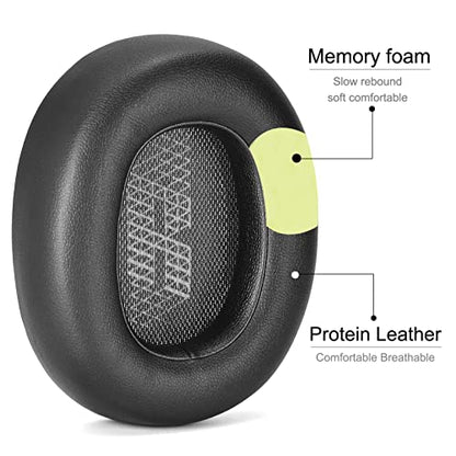 Defean Earpads for JBL E65/Live 650BTNC/660NC Headphones (Black) | Also for JBL E65/ Duet NC/Live 660/770 /780BTNC,Replacement Ear Cushions with Softer Leather, Noise Isolation Foam - color: Black