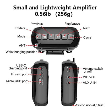 Mini Voice Amplifier, Portable Speake with Wired Microphone Headset | Rechargeable Bluetooth Voice Amplifier, PA System, Personal Speaker Megaphone for Teachers, Tour Guides, Meeting, Coaches
