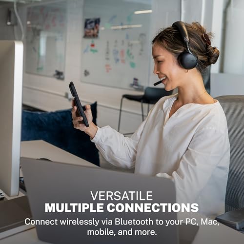 JLab, Go Work Gen 3, Wireless Headset, Boom Microphone, Noise Cancelling Mic, USB-C Dongle, Bluetooth Multipoint, Black | 70+ H, PC Headset or USB C Dongle, Noise Cancelling Microphone, Multipoint, On Ear Wireless Office Computer