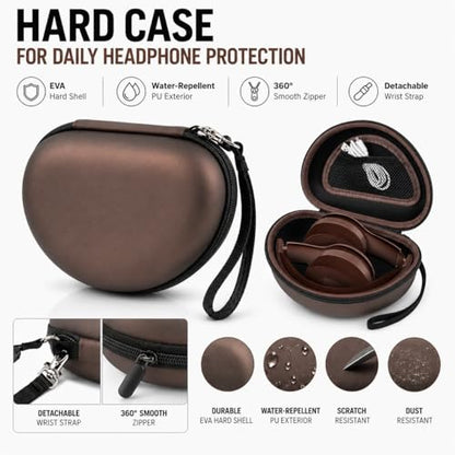 COMECASE Case for Beats Solo 4/Studio Pro Headphones with Mesh Pocket | Water-Resistant Hard Shell, Mesh Pocket for Cables, Travel Storage, Fits Solo 2/3, Solo Pro and Studio3, Brownish, Bag Only - color: Brownish
