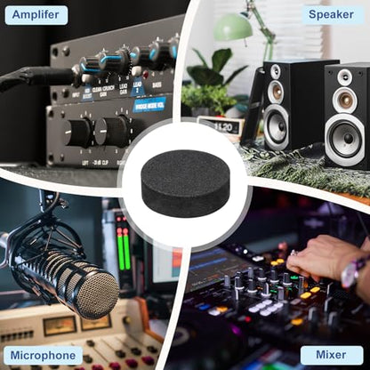 MECCANIXITY 16 Pcs Single Sided Speaker Isolation Feet Pads, 30mmx10mm Non Slip Foam Shock Absorption Base Pad Amplifier Stand Feet Mat for Speaker HiFi Home Theater Sound System, Black - size: 30mmx10mm