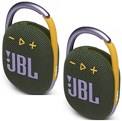 JBL 2 Pack Clip 4 Waterproof Wireless Audio Bluetooth Speaker Bundle (Green) - color: Green