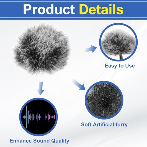 MECCANIXITY Microphone Cover Mini Furry Windscreen Foam Mic Sponge 8mm with White Black Cap for 0.5 to 1.2mm Microphone 1 Set - color: White Black, size: 8mm