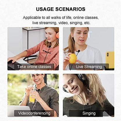 Omnidirectional Mini Wired Clip-on Microphone Cable Lavalier Lapel Microphone with 3.5mm TRRS Audio Cord for Recording, Interview, Teaching, Vlog