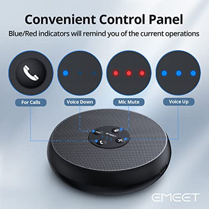 EMEET M1A USB Speakerphone, Built-in Mics, 360° Voice Pickup, Plug&Play | USB C & C-A Adapter, Computer Speakers with Fast Mute, Noise Reduction, Echo Cancellation for 5-8 People for Zoom Teams - size: Zoom Certified USB M1A for 6 People