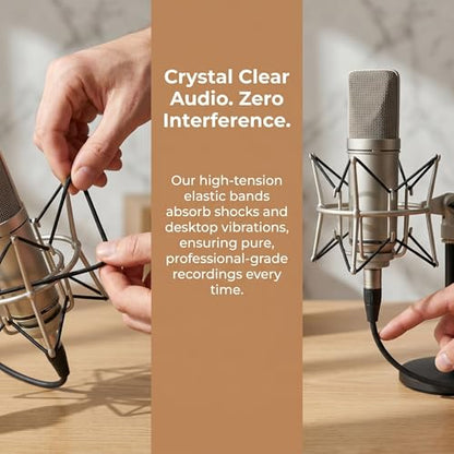 Baluue 8pcs Universal Microphone Shock Mount Rubber Bands, Elastic Replacement Bands for Condenser Mic Holder with Stretchable Durability, for Studio Recording and Busy Environments