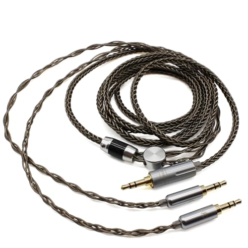 Youkamoo 8 Core Braided Silver Plated Replacement Cable Compatible with Hifiman HE4XX, HE-400i Headphones, 3.5mm to Dual 3.5mm Male 1.8m 6ft