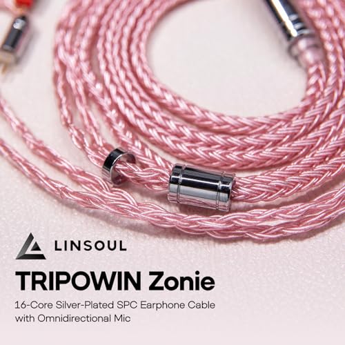 Linsoul Tripowin Zonie 16 Core SilverPlated IEM Cable, Recessed 2pin, 3.5mm - color: Pink