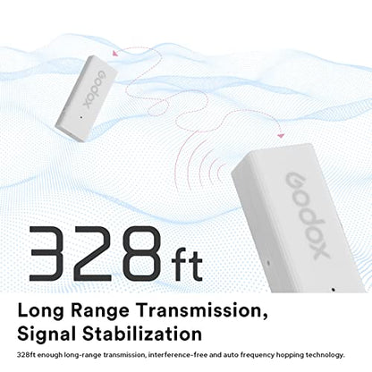 GODOX MoveLink Mini Wireless Microphone, 100m Range, 2.4GHz Noise Cancelling Mic, Omnidirectional Lavalier Microphone for Record Interviews, Vlogs | 2.4GHz Noise Cancelling, Omnidirectional Lapel Mic, 328ft Range, For Interview Vlog Shooting