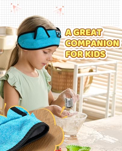 KIDSBAND Kids Headphones, Toddler/Baby Bluetooth Headband, Wireless Sleep Headphones for Kids with Wired Playback 3.5 MM Jack for Teens/Boys/Girls/School/Kindle/Airplane Travel/Plane/Tablet - color: LightBlue