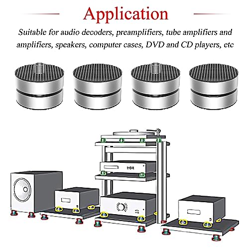 Audiocrast 4X HiFi Speaker Spike Pad Isolation Feet Stand Feet 40X23MM Shock Absorber with Stainless Steel Ball for Audio Speaker Subwoofer CD DVD Amplifier Turntable DAC