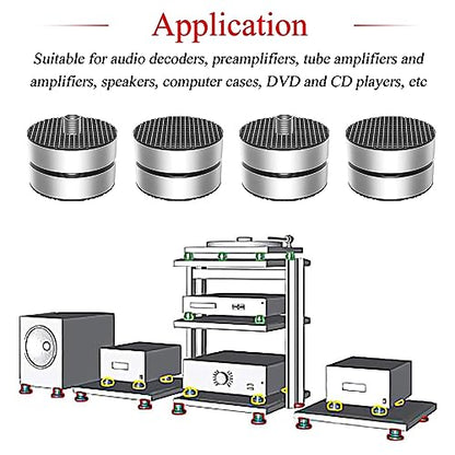 Audiocrast 4X HiFi Speaker Spike Pad Isolation Feet Stand Feet 40X23MM Shock Absorber with Stainless Steel Ball for Audio Speaker Subwoofer CD DVD Amplifier Turntable DAC