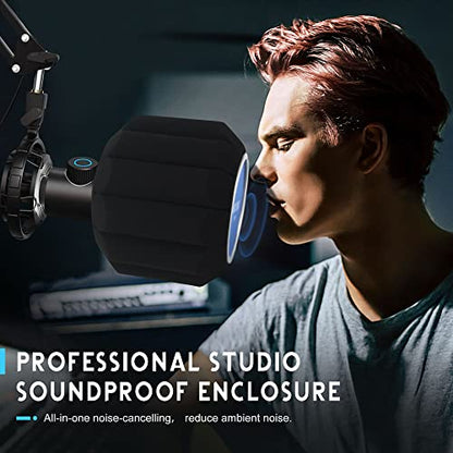 MF2 Microphone Windscreen Pop Filter,Side Cutout 45-60-mm Suspended Microphones SM7B, Sound Absorbing Foam Reducing Noise And Reflections