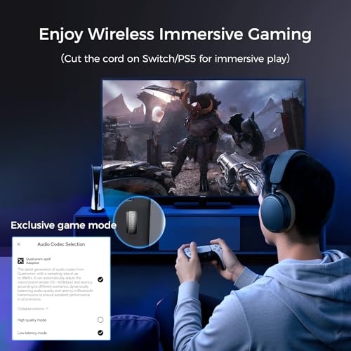 Questyle QCC Dongle Pro [MFi Certified] USB-C Bluetooth 5.4 Audio Adapter | Low Latency Bluetooth Dongle with LDAC,aptX Lossless&aptX-Adaptive,Wireless Lossless Transmitter for PC/Headphones/for PS5