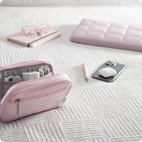 U Brands 전자 정리함 여행용 케이스, 코드 보관, 19.8cm x 12.7cm(7.8인치 x 5인치), 핑크 - color: 꽃잎 핑크