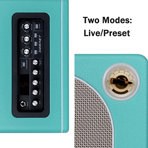 MOOER Guitar Amplifier Combo 15W, Practice Amp with 9 Digital Amp Models, 6.5" Speaker, Bluetooth, Headphone Output, for Electric/Acoustic Guitar and Bass - Hornet Green - color: green
