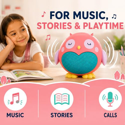 Planet Buddies Owl Kids Bluetooth Speaker, Cute Portable Animal Speaker | Wireless Animal Speaker for Kid, Rechargeable Long Battery, USB-C Charging, For Boys/Girls/Toddler/Baby, Home & Bedroom, Pink