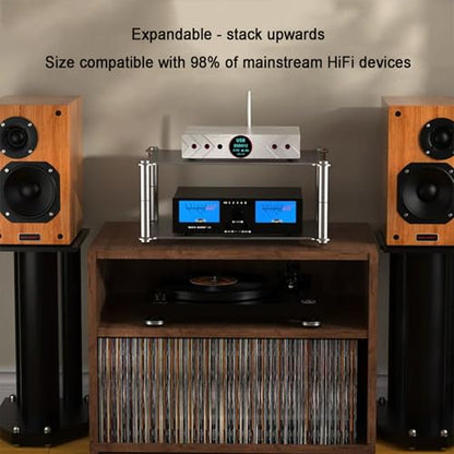 Aluminum Alloy Hi-Fi Audio Rack, Audio Component Rack, with Vented Holes, Stackable, for CD Player Game Console Preamp DAC Ventilated Modular Storage CNC Build Home Studio Setup(A) - color: A